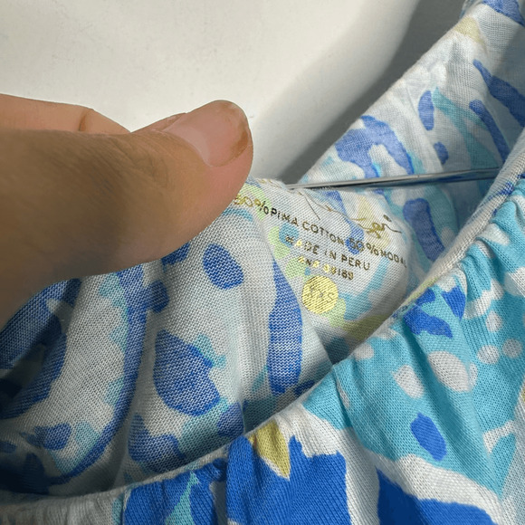 LILLY PULITZER Matteo Bennet Blue Salty Seas One Shoulder Top ruffle womens XXS - Picture 4 of 7